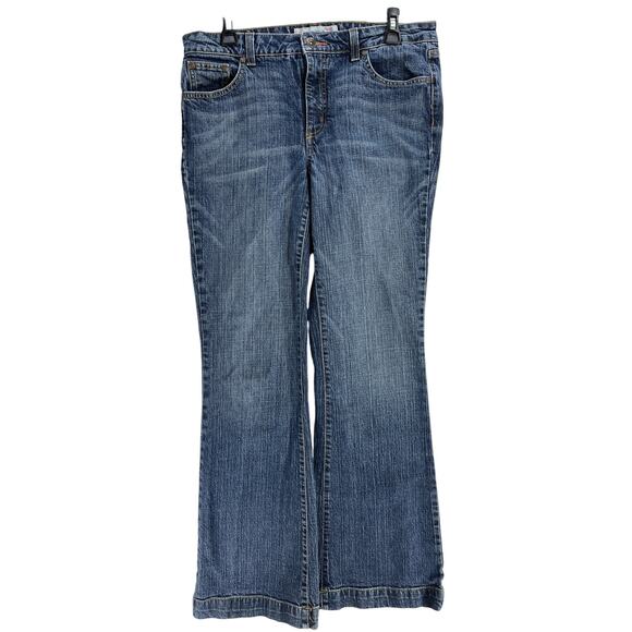 Y2K Faded Glory Flare Jeans 12 Tall Dark Wash Blue Denim Stretch Cotton Blend - Picture 1 of 7